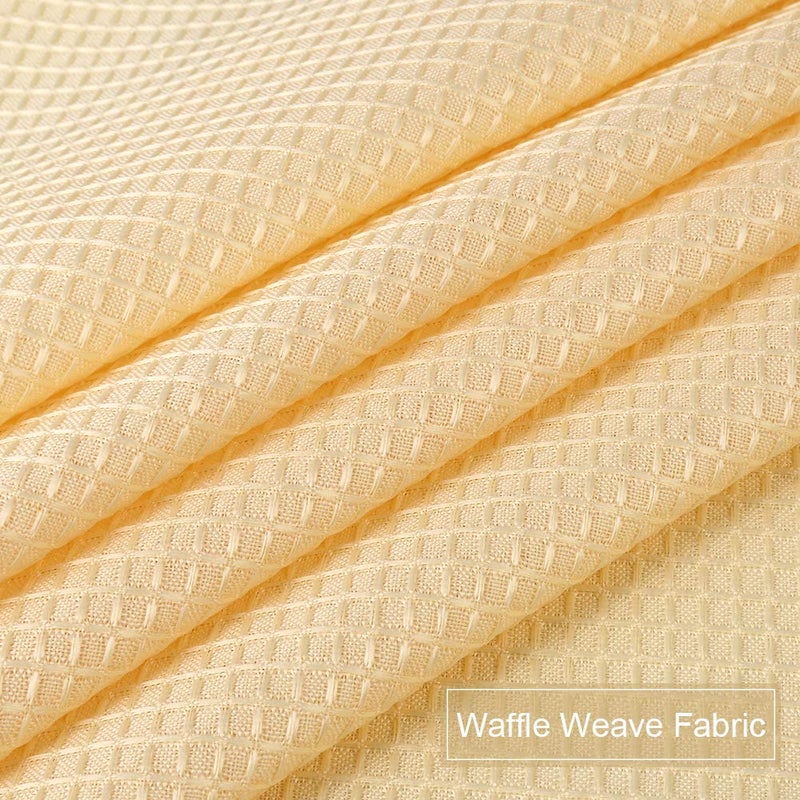 NANAN Tier Curtains,Waffle Woven Textured Short Curtains for Bathroom Waterproof Window Covering for Kitchen - 30" x 24", Yellow, Set of 2 - Image 5